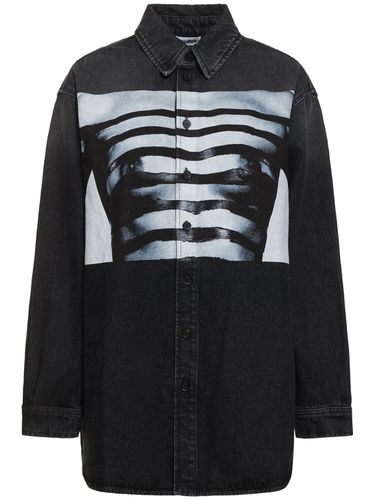 Chemise Oversize En Denim Imprimé Corps - JEAN PAUL GAULTIER - Modalova