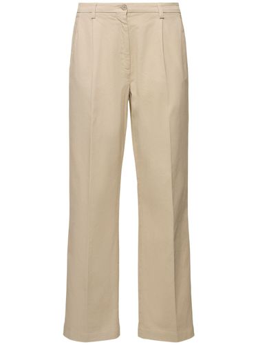 Pantalon Droit En Gabardine Stretch Plissée - ASPESI - Modalova