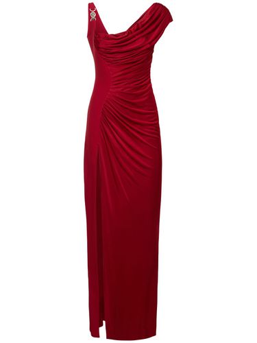 Robe Longue En Jersey De Viscose Drapée - VERSACE - Modalova