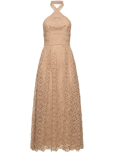 Robe Midi En Macramé À Encolure Licou - ELIE SAAB - Modalova