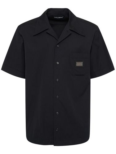 Chemise Manches Courtes En Coton Avec Plaque - DOLCE & GABBANA - Modalova