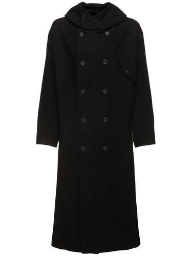 Manteau En Laine Mélangée À Capuche - YOHJI YAMAMOTO - Modalova