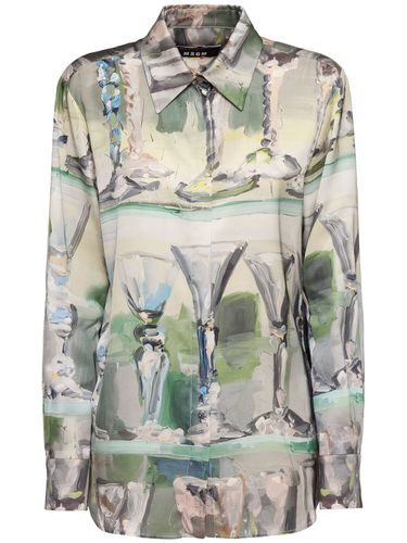 Chemise En Satin Imprimé - MSGM - Modalova