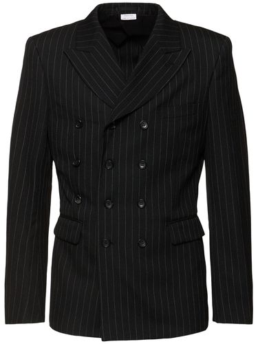 Blazer En Gabardine De Laine Stretch À Rayures - COMME DES GARÇONS HOMME PLUS - Modalova