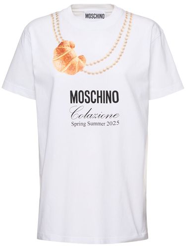 T-shirt En Jersey De Coton Imprimé Logo - MOSCHINO - Modalova