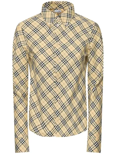 Chemise En Popeline De Coton À Carreaux - BURBERRY - Modalova