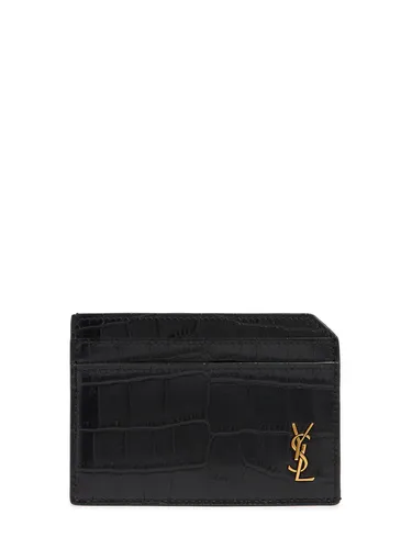 Petit Porte-cartes Embossé Croco Cassandre - SAINT LAURENT - Modalova