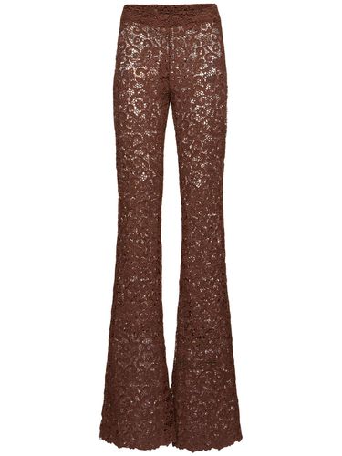 Pantalon Évasé En Dentelle De Coton Mélangé - ERMANNO SCERVINO - Modalova