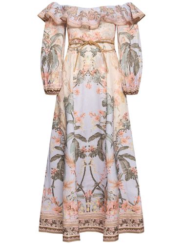 Robe Midi En Lin À Col Bardot Wylie - ZIMMERMANN - Modalova