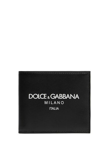 Portefeuille À Deux Volets En Cuir Imprimé Logo - DOLCE & GABBANA - Modalova