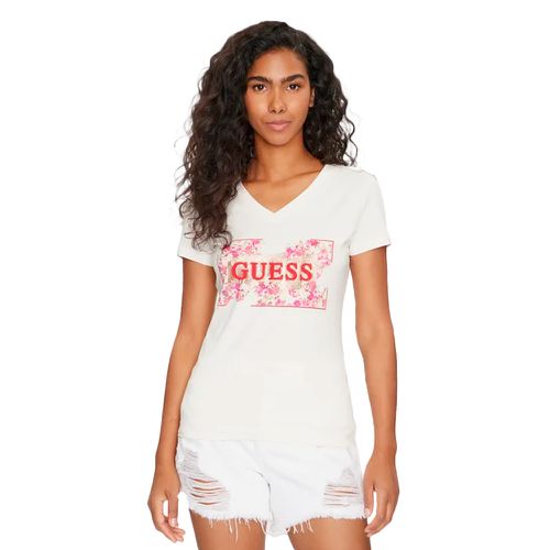 T shirt Guess Fleurs Femme Blanc - Guess - Modalova