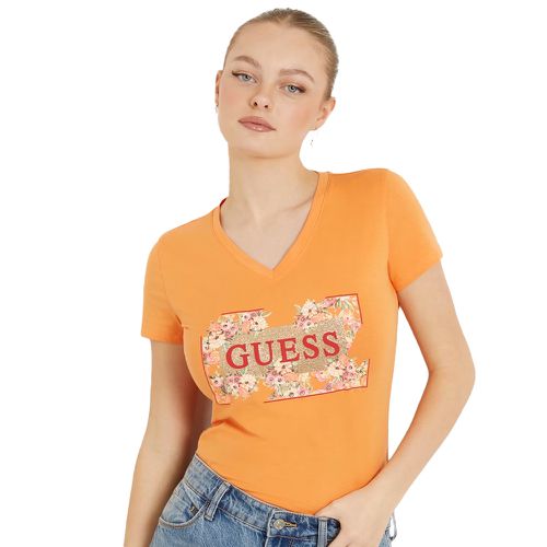 T shirt Guess Fleurs Femme Orange - Guess - Modalova