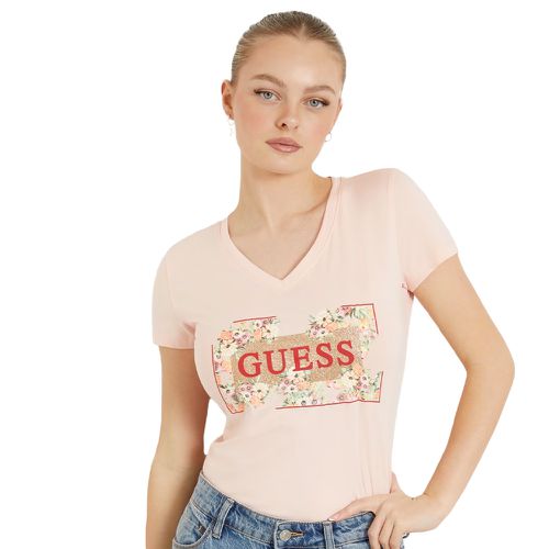 T shirt Guess Fleurs Femme Rose - Guess - Modalova