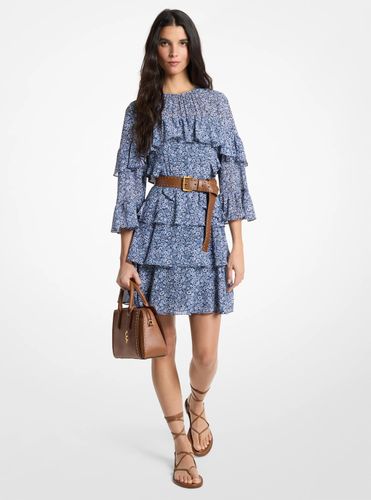 MK Mini-robe en georgette à volants et à imprimé floral - Michael Kors - MICHAEL Michael Kors - Modalova