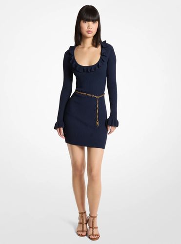 MK Robe en tricot extensible à volants et ceinture - Michael Kors - MICHAEL Michael Kors - Modalova