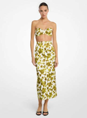 MK Jupe en satin duchesse chiné à fleurs - Michael Kors - MICHAEL KORS COLLECTION - Modalova