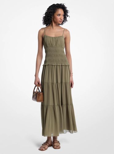 MK Robe maxi smockée en georgette - Michael Kors - MICHAEL Michael Kors - Modalova