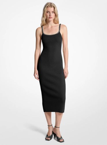 MK Robe mi-longue en tricot extensible côtelé à maillons - Michael Kors - MICHAEL Michael Kors - Modalova