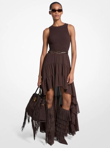 MK Robe smockée asymétrique en georgette - Michael Kors - MICHAEL Michael Kors - Modalova