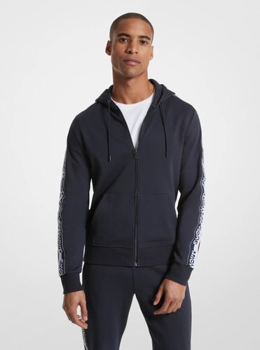 MK Pull à capuche en mélange de coton avec bande à logos et fermeture zippée - Michael Kors - Michael Kors Outlet - Modalova