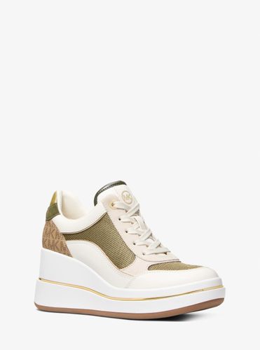 MK Basket Emmy en cuir et poil de vachette avec semelle compensée - Michael Kors - MICHAEL Michael Kors - Modalova