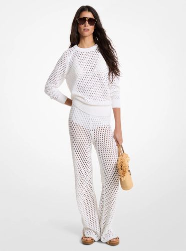MK Pantalon évasé en coton extensible à maille ajourée - Michael Kors - MICHAEL Michael Kors - Modalova