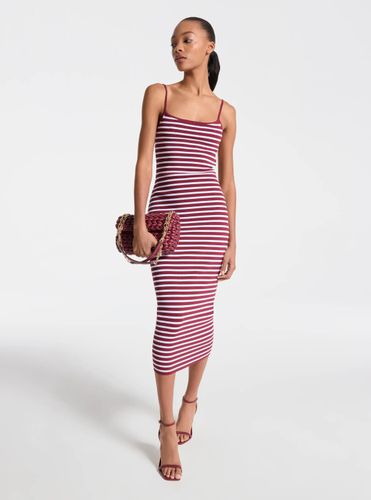 MK Robe mi-longue rayée en mélange de viscose extensible - Michael Kors - MICHAEL Michael Kors - Modalova