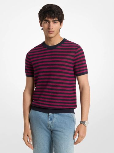 MK Pull à manches courtes en maille de coton à rayures - Michael Kors - Michael Kors Mens - Modalova