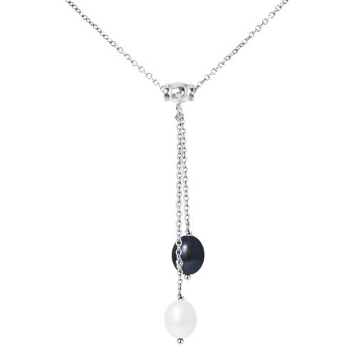 Collier Talisman Toi & Moi Argent Perles d'Eau Douce blanc/noir - Mitzuko - Modalova