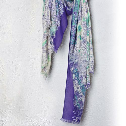 Foulard en Soie et Cachemire mauve/violet/bleu - 90x200 cm - Pashma - Modalova