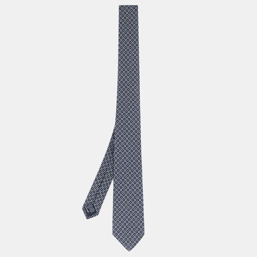 Cravate en Soie mélangée imprimé fantaisie bleu marine/gris - Tommy Hilfiger - Modalova