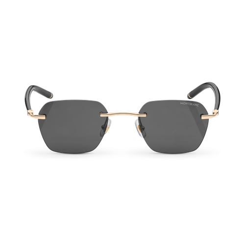 Lunettes de Soleil Carrées avec Monture en Métal Doré - Métal - MB131307 - Solaires - MONTBLANC - Modalova