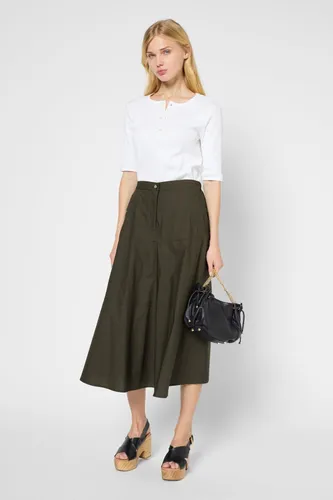 Jupe trapèze en coton - Vert Kaki - Gerard Darel - Modalova