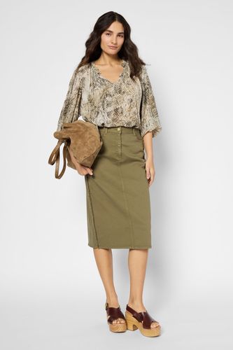 Jupe droite en denim à franges - DONNA - Gerard Darel - Modalova