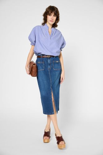 Jupe droite mi-longue en denim - VENISE - Gerard Darel - Modalova