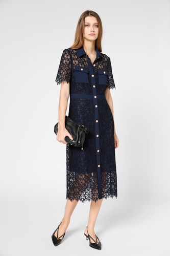 Robe midi cintrée en dentelle - PERLE - Marine - Gerard Darel - Modalova