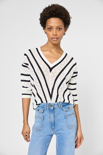 Pull V en dentelle et rayures - JOELLE - Gerard Darel - Modalova