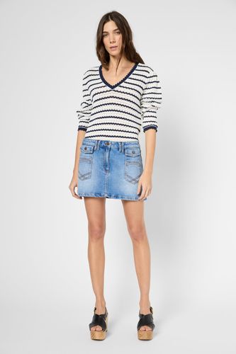 Pull V en crochet rayé - JAINA - Gerard Darel - Modalova