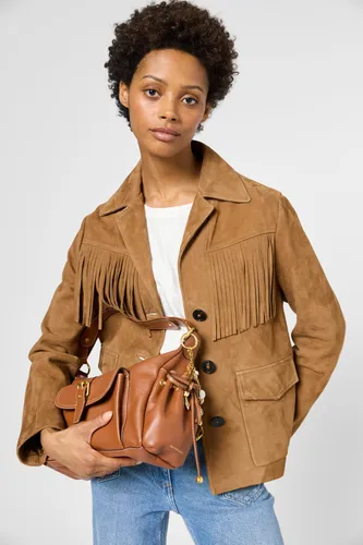 Veste en cuir velours à franges - ROXANE - Gerard Darel - Modalova