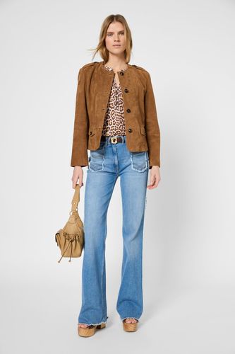 Veste sans col en cuir velours - ROBERTE - Gerard Darel - Modalova