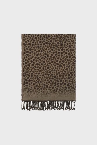 Echarpe léopard et lurex en laine - ROXANNA - Gris moyen - Gerard Darel - Modalova
