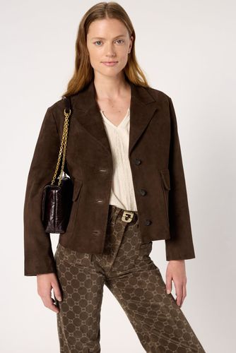 Veste en cuir velours - NORAH - Gerard Darel - Modalova