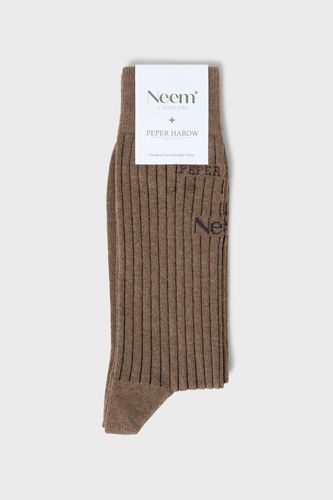 Recycled British Ribbed Cotton Light Brown Men's Socks - Neem London - Modalova