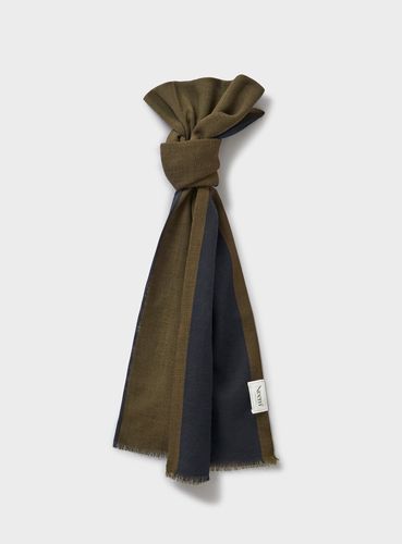 Recycled Double Faced Wool Navy & Olive Classic Scarf - Neem London - Modalova