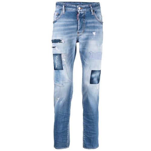 Men's Patchwork Distressed-effect Skinny Jeans Blue 30W - Dsquared2 - Modalova