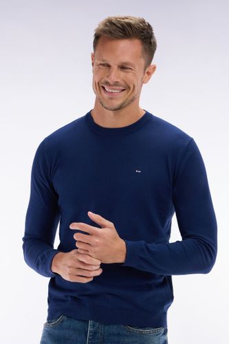 Pull Col Rond En Coton Et Soie Mélangés Marine Coupe Droite - Eden Park - Modalova