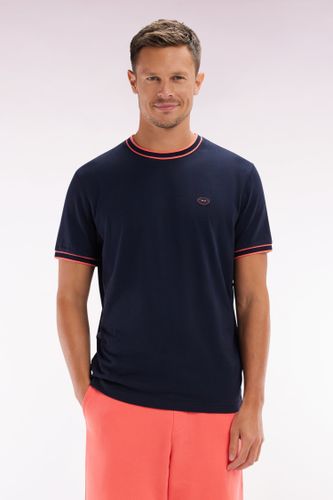 T-shirt En Coton Marine À Bords-côtes Corail Coupe Décontractée - Eden Park - Modalova