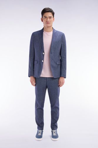 Pantalon À Taille Élastique En Lin Et Coton Stretch Indigo - Eden Park - Modalova