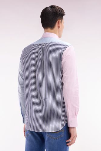 Chemise À Rayures Bâtons En Coton Tricolore Coupe Droite - Eden Park - Modalova