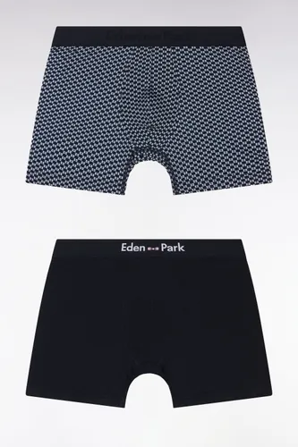 Lot De Deux Boxers En Jersey De Coton Stretch Uni Et Ciel Imprimé - Eden Park - Modalova